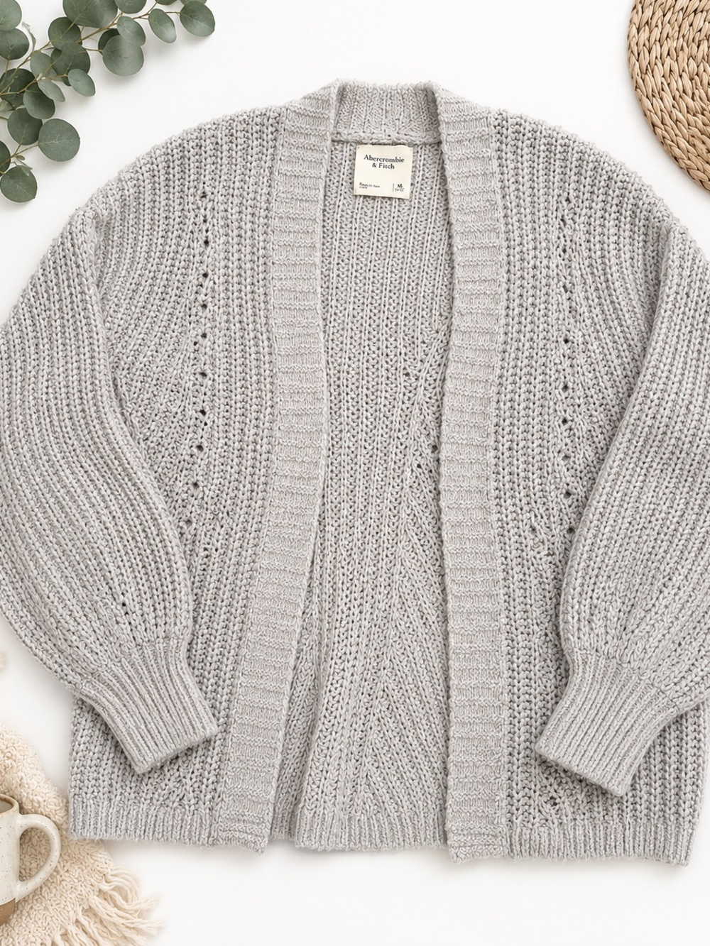 Abercrombie & Fitch Open-Front Chunky Knit Cardigan